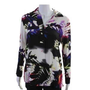 Silk Blouse Josie Natori Tropical Leaf Top